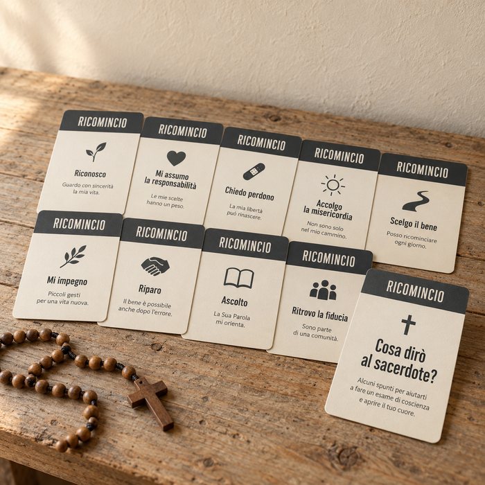 Le 10 Carte per Ricominciare con la carta «Cosa dirò al sacerdote?»